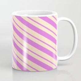 [ Thumbnail: Orchid & Bisque Colored Lines Pattern Coffee Mug ]