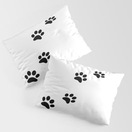 Black cat paw prints on white Pillow Sham