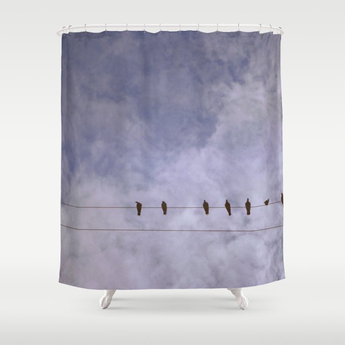 Hazy Birds On A Wire Shower Curtain By Tobuymythings Society6