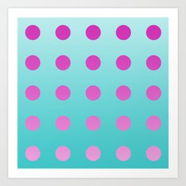 pink and aqua dots gradation 2 Art Print