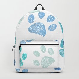 Blue colored paw print background Backpack