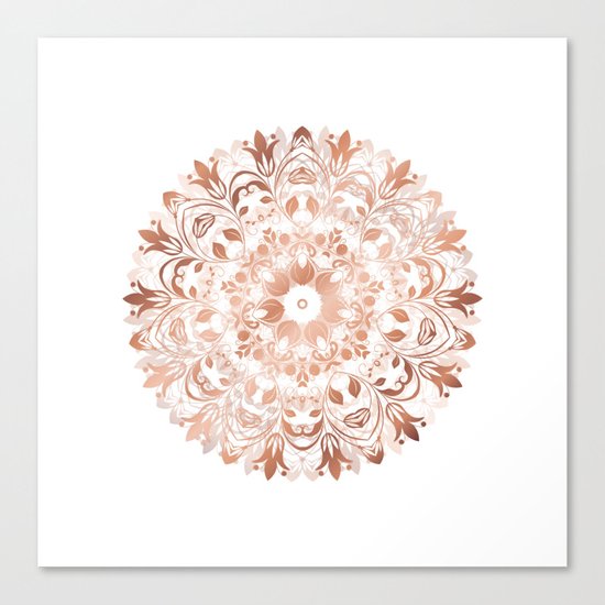 Rose Gold Floral Mandala Canvas Print