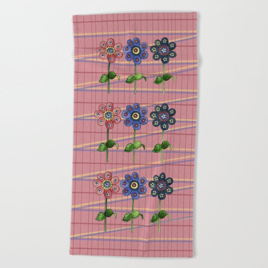 Flower Row II Beach Towel