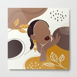 African American Art, Leaf Girl Print, Black Woman Wall Art, Black Girl Print, Fashion Print Metal Print