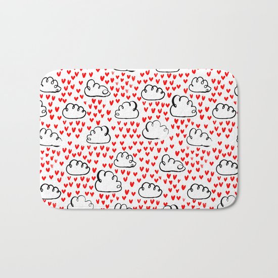 Heart Rain watercolor ink pattern basic minimal love valentines day gifts Bath Mat