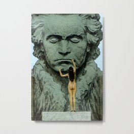 Design for a Beethoven Temple by Fidus Metal Print | Green, Nudity, Portrait, Vintage, Fidus, Black, Beige, Nudewoman, Bust, Artdeco 