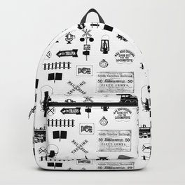 Railroad Symbols on White Backpack