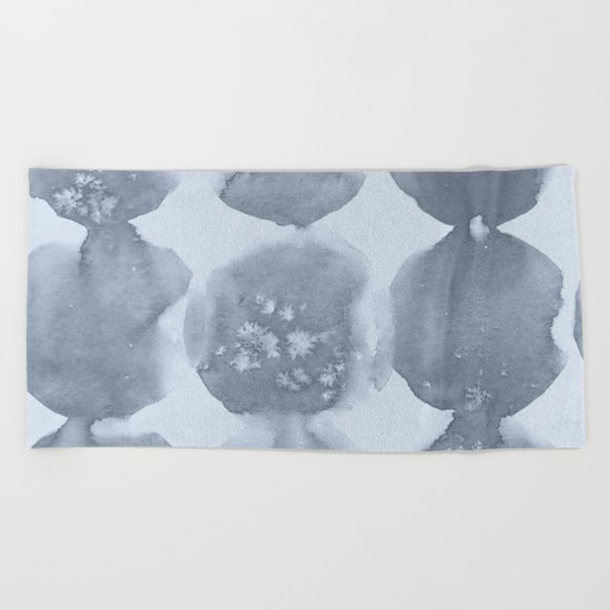 Shibori Wabi Sabi Indigo Blue on Sky Blue Beach Towel