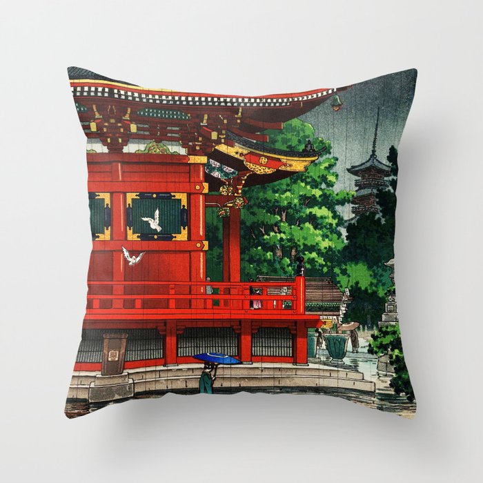 In the rain-Asakusa Sensouji temple Throw Pillow