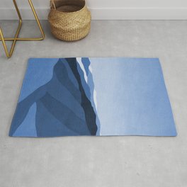 Abstract Mountain Landscape - Blue Palette Rug | Color Block, Modern, Ridgelines, Minimalist, Digital, Art, Minimal, Contemporary, Mountains, Navy 