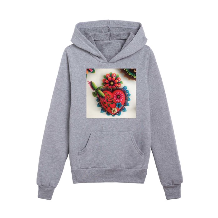Mexican sacred heart Kids Pullover Hoodie