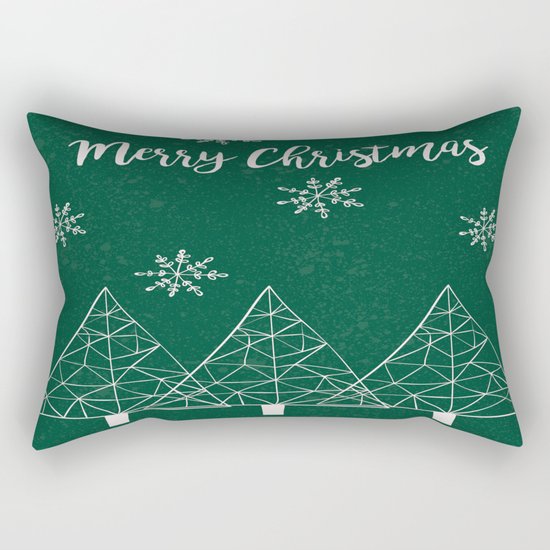 Merry Christmas Green Rectangular Pillow