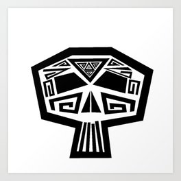 Abstract Minimalist Geometric Angular Aztec Skull Art Print