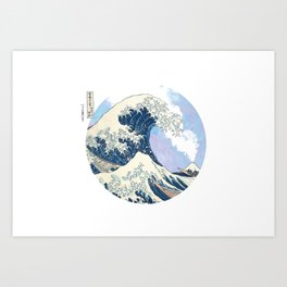 The Great Wave off Kanagawa With Mount Fuji Eruption Art Print