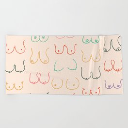 Pastel Boobs Drawing Beach Towel
