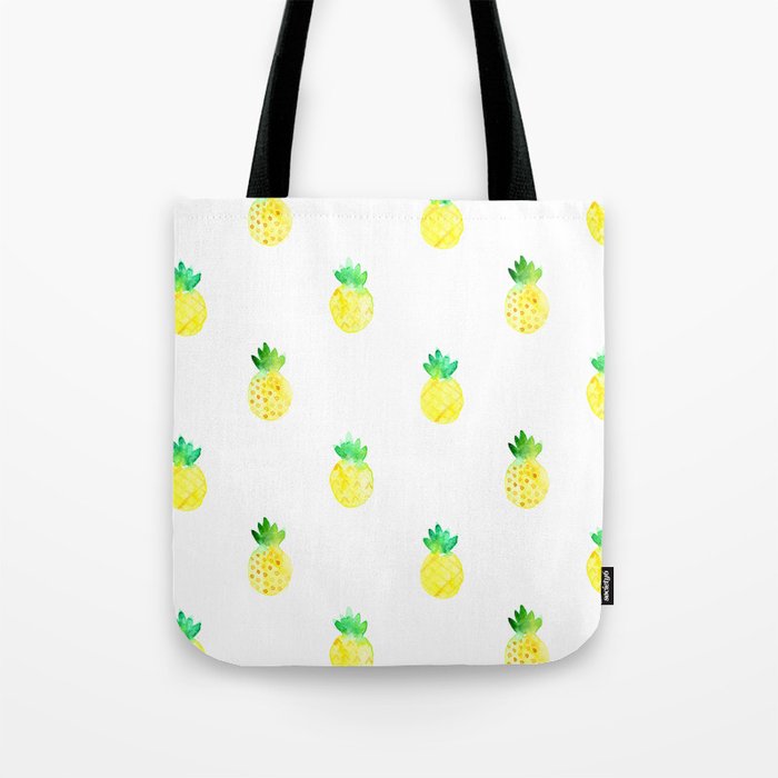 Watercolor Pineapple Pattern Tote Bag
