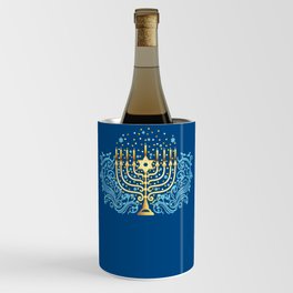 Golden menorah Hanukkah greeting festival of lights decoration  Wine Chiller