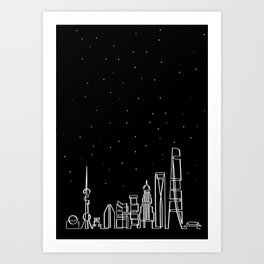 Shanghai skyline by night Art Print