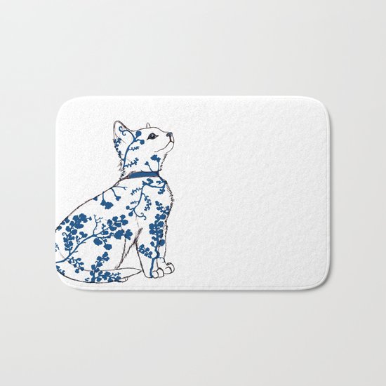 Floral Kitten Bath Mat