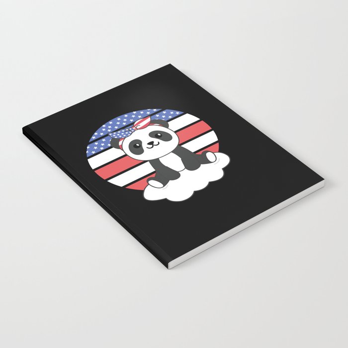 Panda For Fourth Of July America Flag Usa Notebook