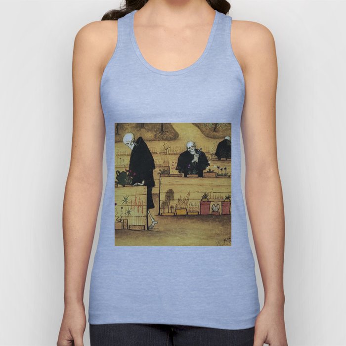 Garden of Life and Death flower and skeleton magical realism portrait painting by Hugo Simberg Tank Top