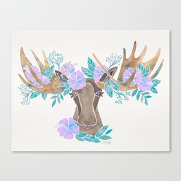 Floral Moose – Pastel Canvas Print