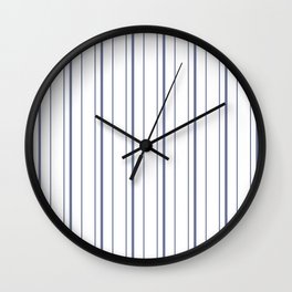 Uneven Navy Stripes on Solid White Background Wall Clock