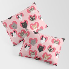 Cat faces love hearts valentines day gifts for cat lovers must have cats Pillow Sham