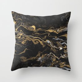 marble black and gold texture Throw Pillow