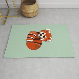 Red panda on mint Area & Throw Rug