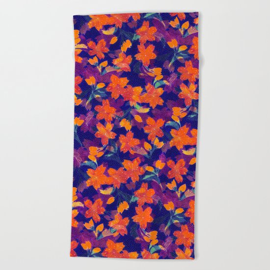 Japanese Garden: Blossoms Dk Beach Towel