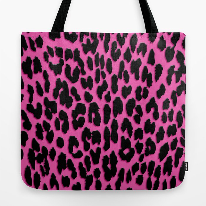 Comet Tote Bag - Leopard with Clear Overlay / Grease Black Vinyl - Pink Leo  Lining