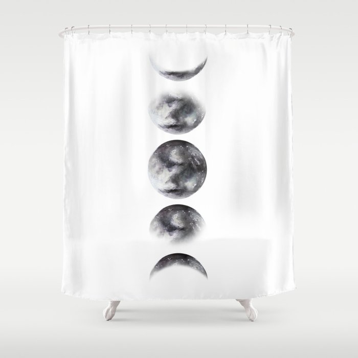Moon phases watercolor painting Shower Curtain