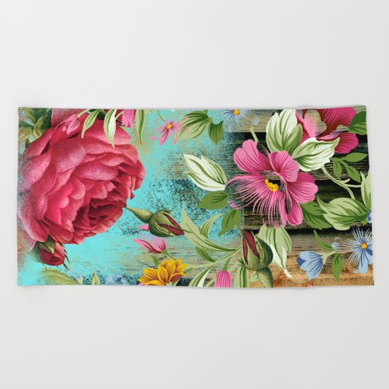 Vintage flowers #11 Beach Towel