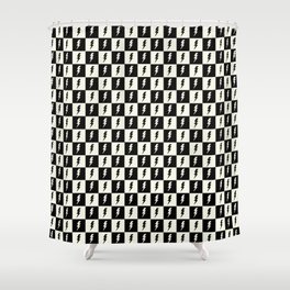 Lightning Bolt Pattern in Black and Off White  Shower Curtain