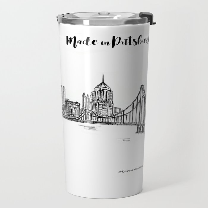 ink sketch pittsburgh skyline travel mug by karenaruba society6
