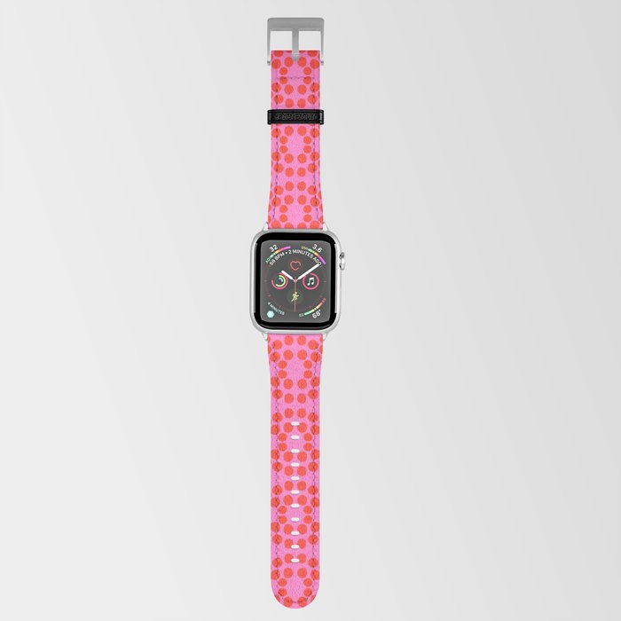 Modern Polka Dots Pattern Red On Hot Pink Mid-Century Geometric Bright Cheerful Retro Dotty Pattern Apple Watch Band