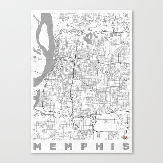 Memphis Map Line Canvas Print