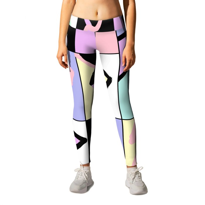 80s Pastel Colorblock retro abstract sweater Leggings by melisssne