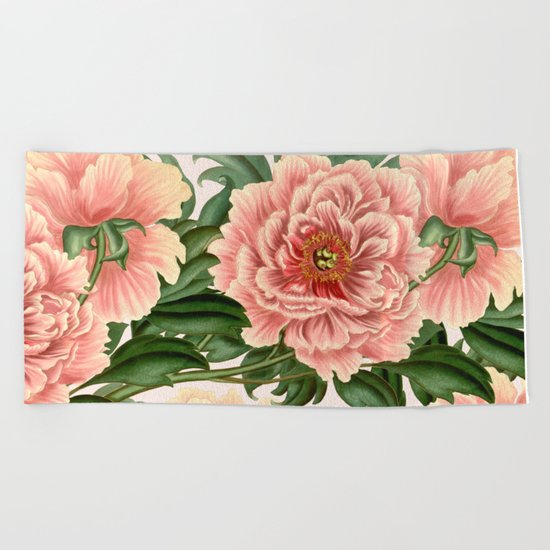 Peonies Beach Towel