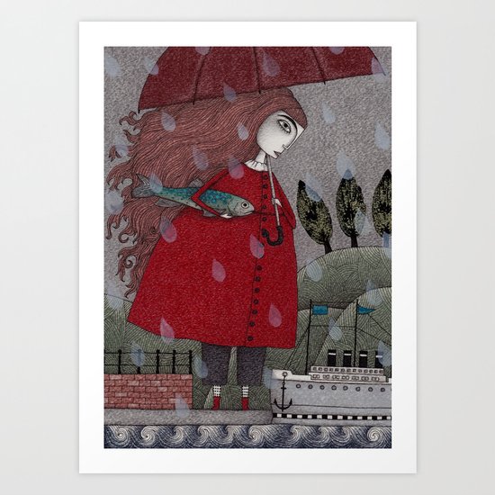 At the Harbor Art Print