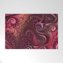 Abstract Colorful Burgundy & Carmine Spiral Pattern Welcome Mat