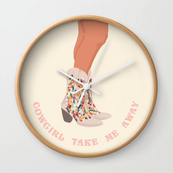 Cowgirl Take Me Away - Pink Wall Clock