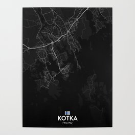 Kotka, Finland - Dark City Map Poster