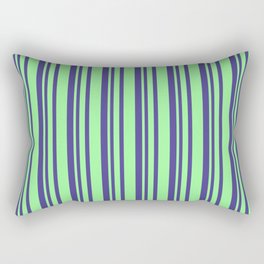 [ Thumbnail: Dark Slate Blue & Green Colored Lines Pattern Rectangular Pillow ]
