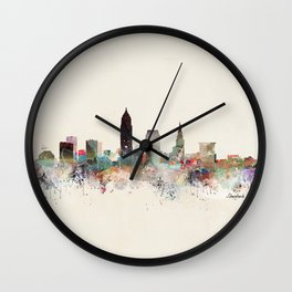cleveland ohio skyline Wall Clock | Painting, Colorfulcityscapes, Cityart, Urban, Skylines, Cityscapes, Ohio, Curated, Watercolor, Cleveland 