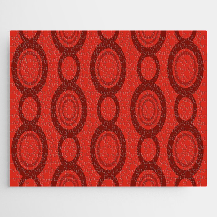 Mid Century Modern Chain Links Red Jigsaw Puzzle
