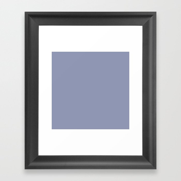 Vintage Ribbon dried periwinkle blue solid color modern abstract pattern  Framed Art Print