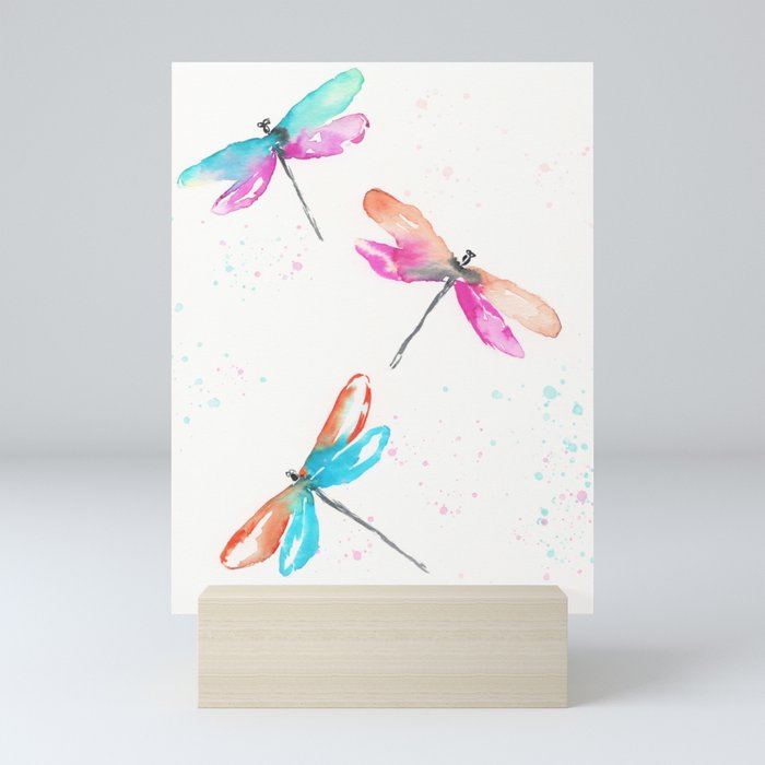 Watercolor Dragonflies 1. Mini Art Print