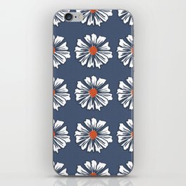 Modern Floppy Flower Navy Blue Pattern iPhone Skin